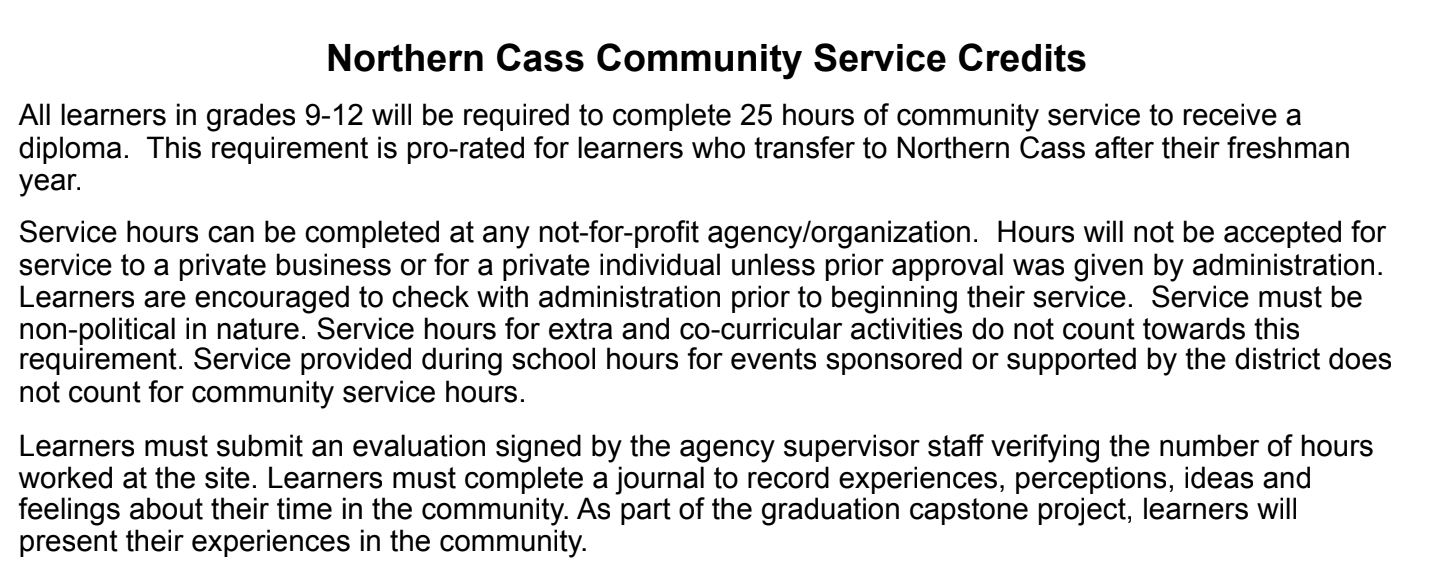 Community service requirements