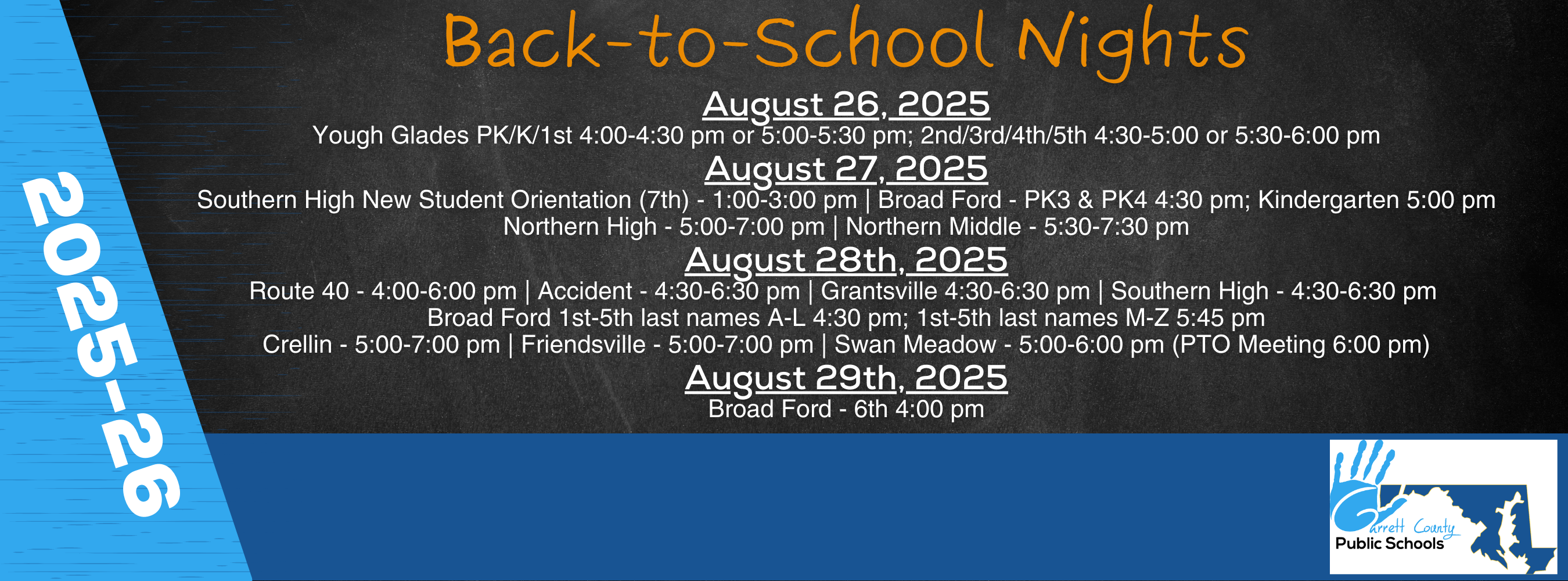 Graphic highlighting 2025 Back-to-School dates and times as detailed in the text.