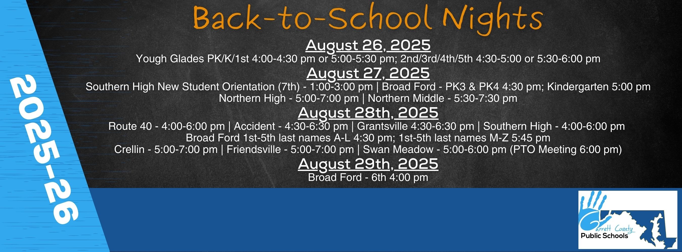 Graphic highlighting 2025 Back-to-School dates and times as detailed in the text.