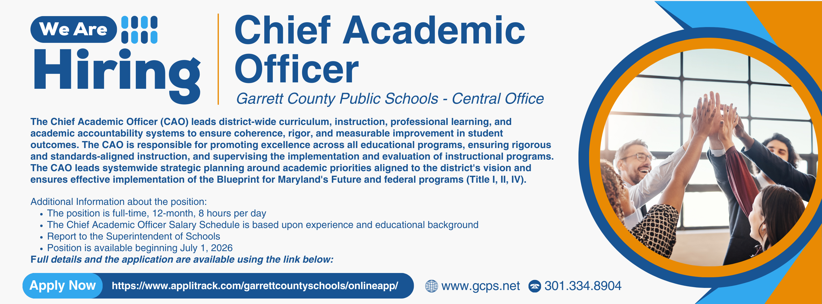 Graphic advertising a job opening for the Chief Academic Officer, as detailed in the text.
