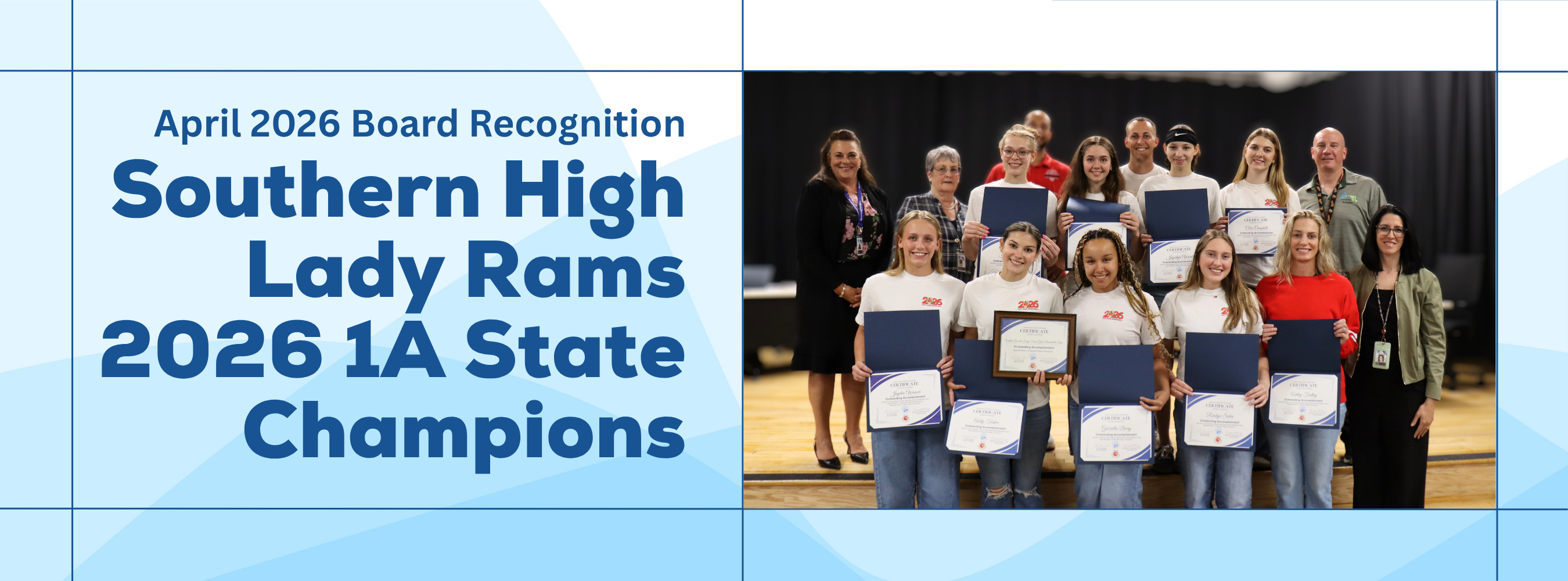 Graphic highlighting the Southern Lady Rams state championship.