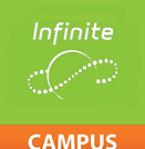 Infinite Campus logo featuring a stylized design with blue and green colors, representing educational technology.