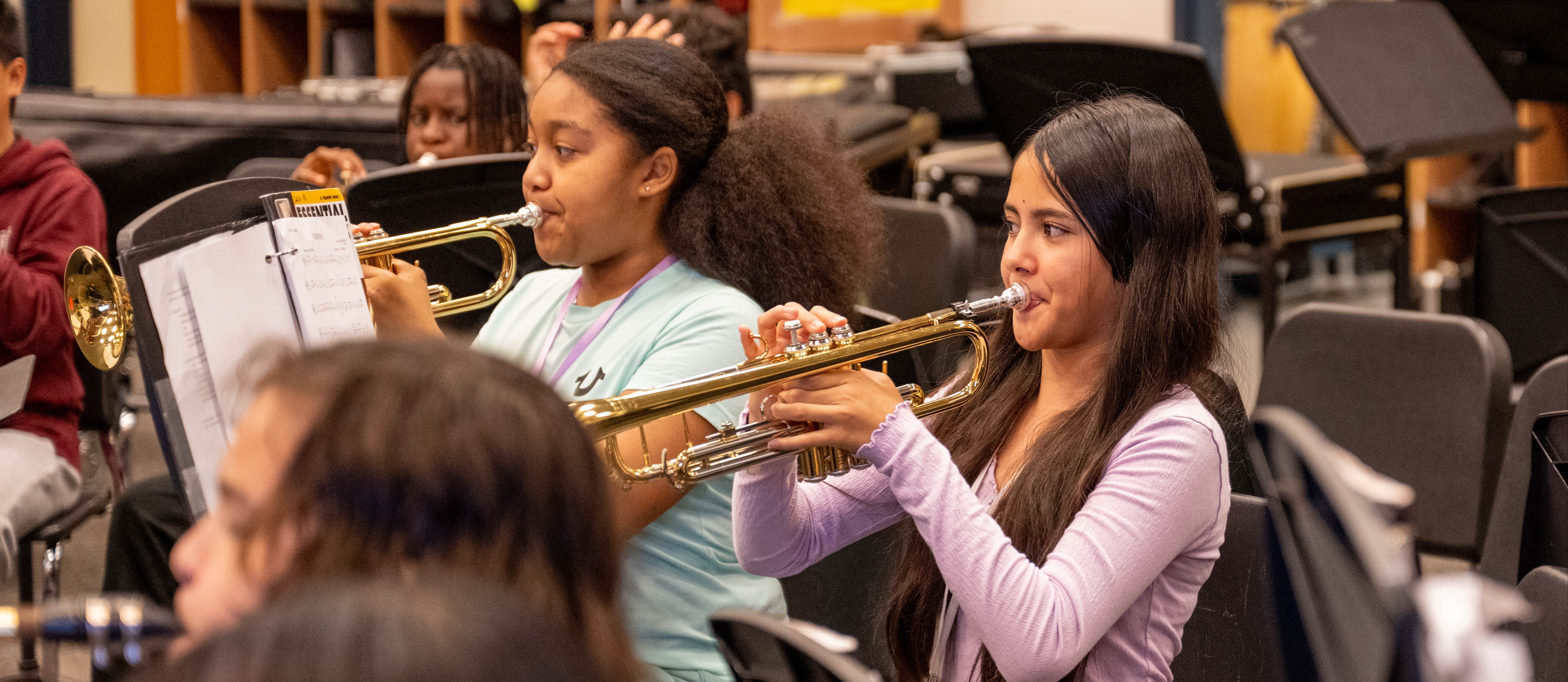 Band student playing an instrument