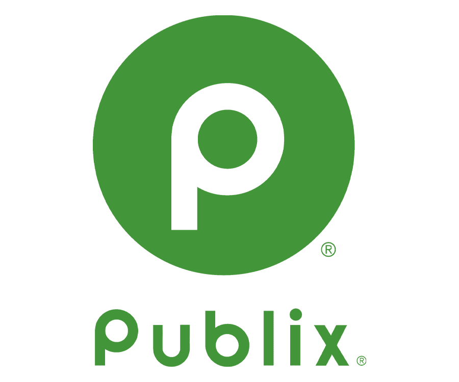 A green circular logo featuring a stylized lowercase 'p' in white, with the word 'Publix' written below in a bold font.