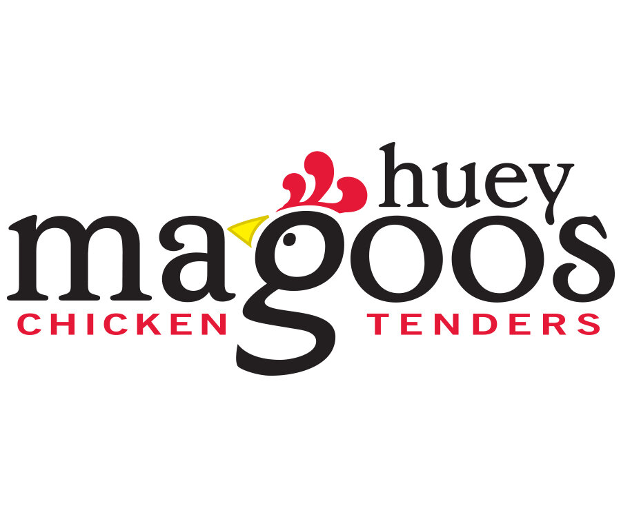 A logo featuring the text 'huey magoo's' in a playful font, with a stylized chicken graphic and the words 'CHICKEN TENDERS' below.