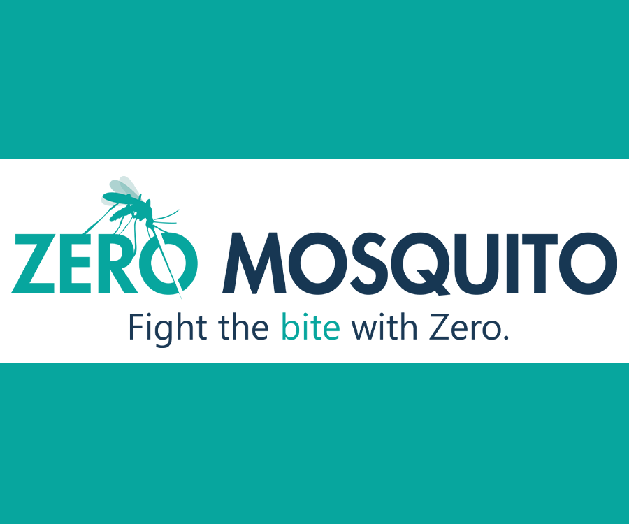 A logo featuring the words 'ZERO MOSQUITO' with a graphic of a mosquito, promoting a campaign to combat mosquito bites.