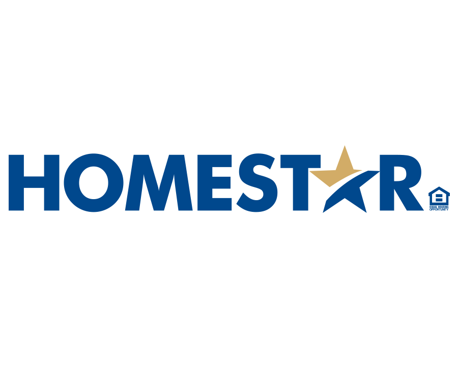 The logo for Homestar, featuring the word 'HOMESTAR' in blue with a gold star and a small house icon.