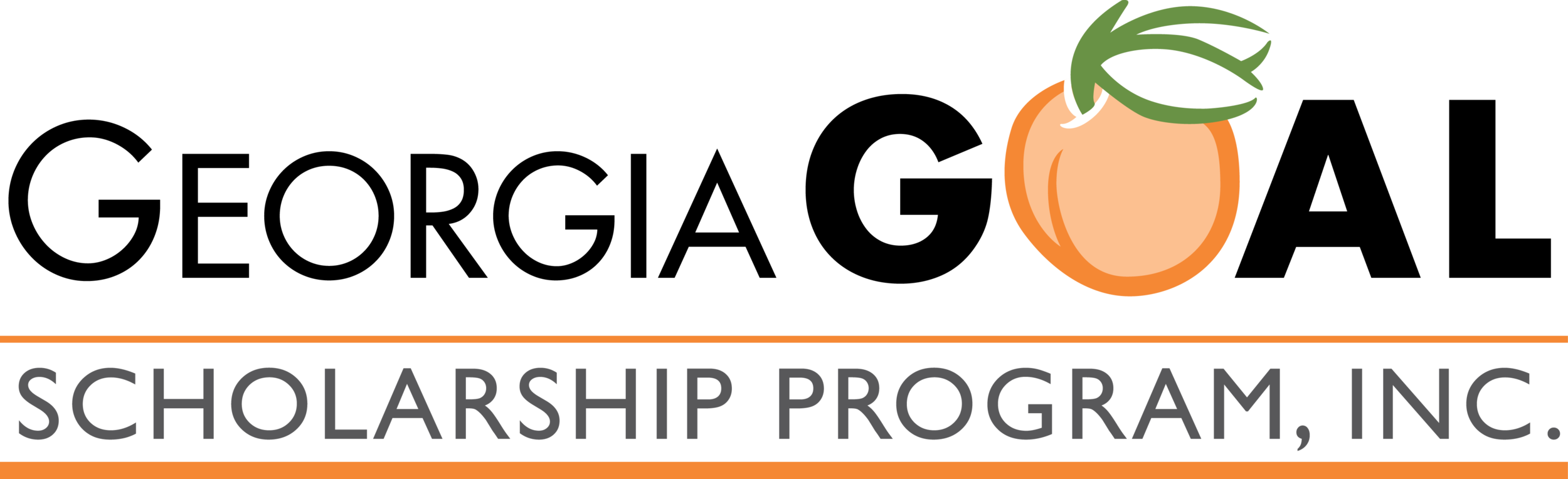 A logo featuring an orange with a green leaf, accompanied by the text 'SCHOLARSHIP PROGRAM, INC.' in a bold font.