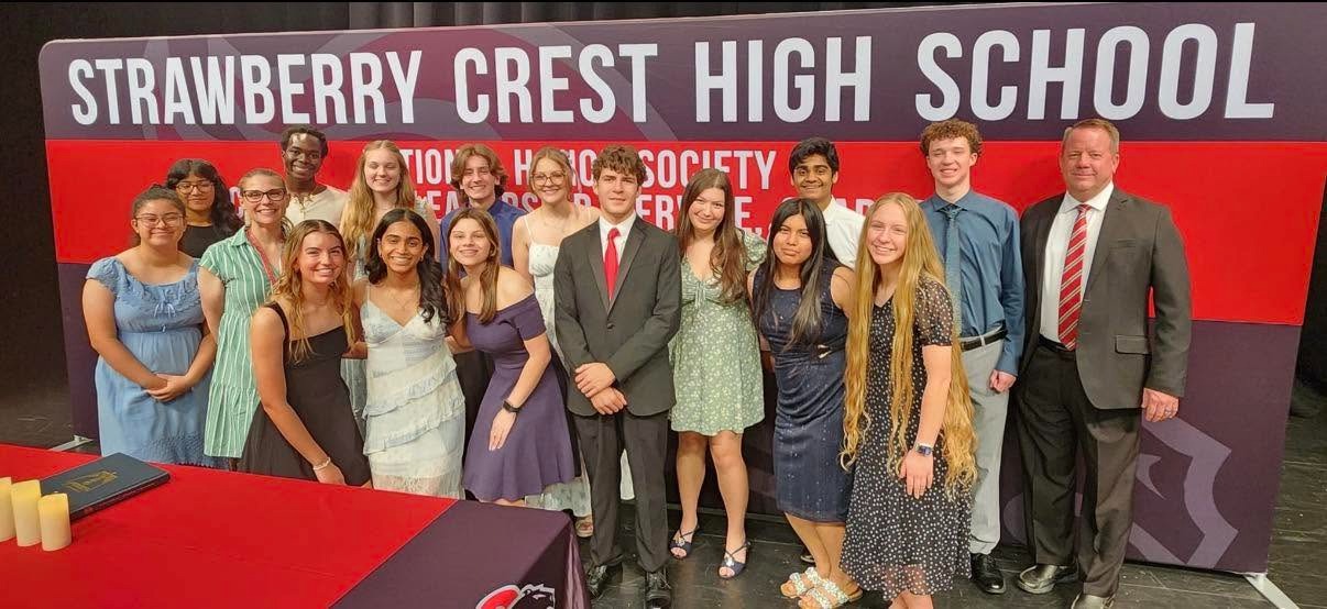 Students lining up for NHS picture at Strawberry Crest High School