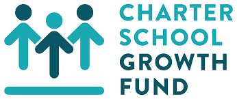 A logo featuring three stylized figures in varying shades of blue, with the text 'CHARTER SCHOOL GROWTH FUND' in bold, dark blue letters next to them.