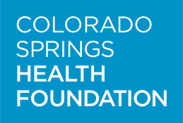 A blue background featuring the text 'COLORADO SPRINGS HEALTH FOUNDATION' in white, bold letters.
