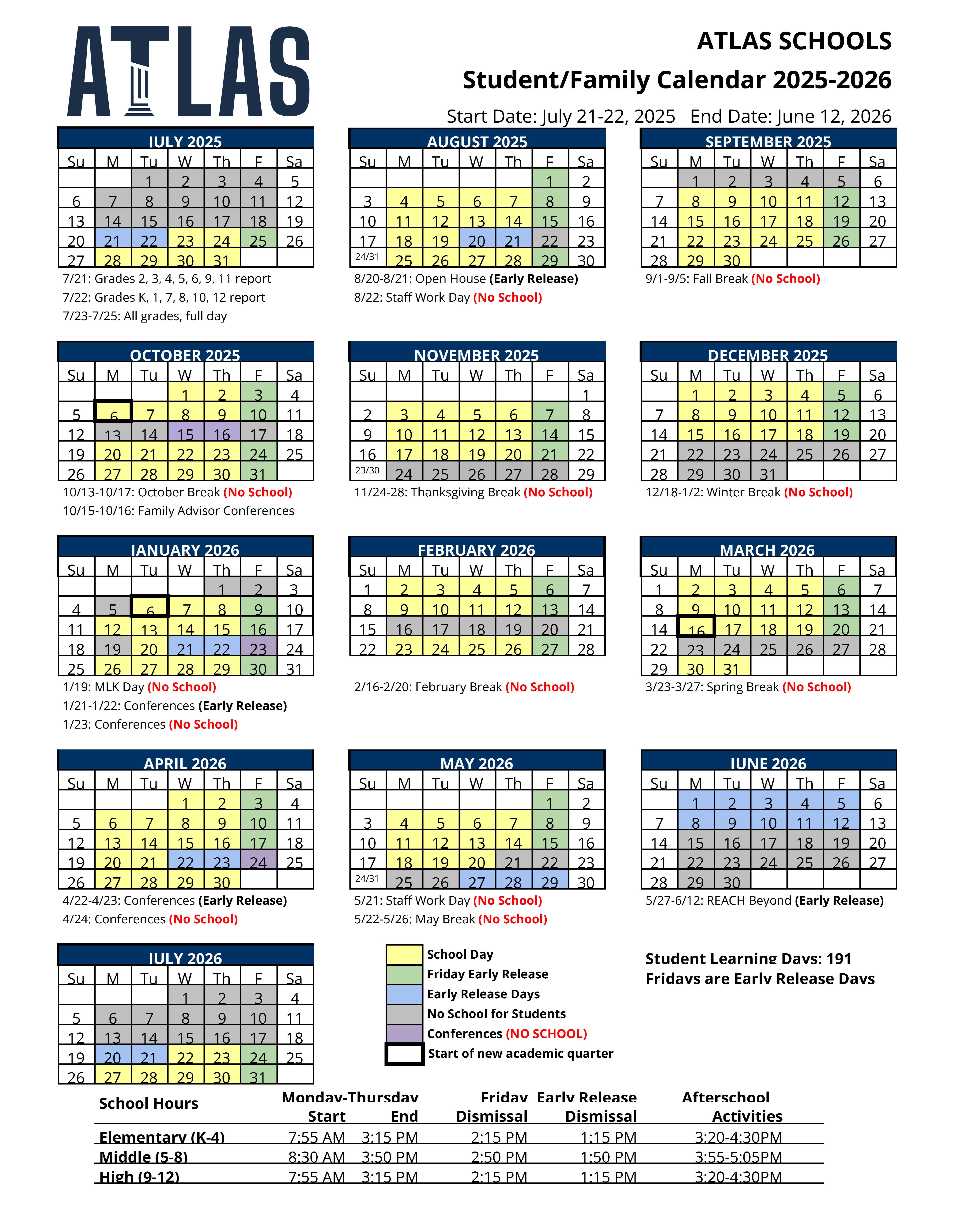 detailed family calendar. for accessible copy please contact us