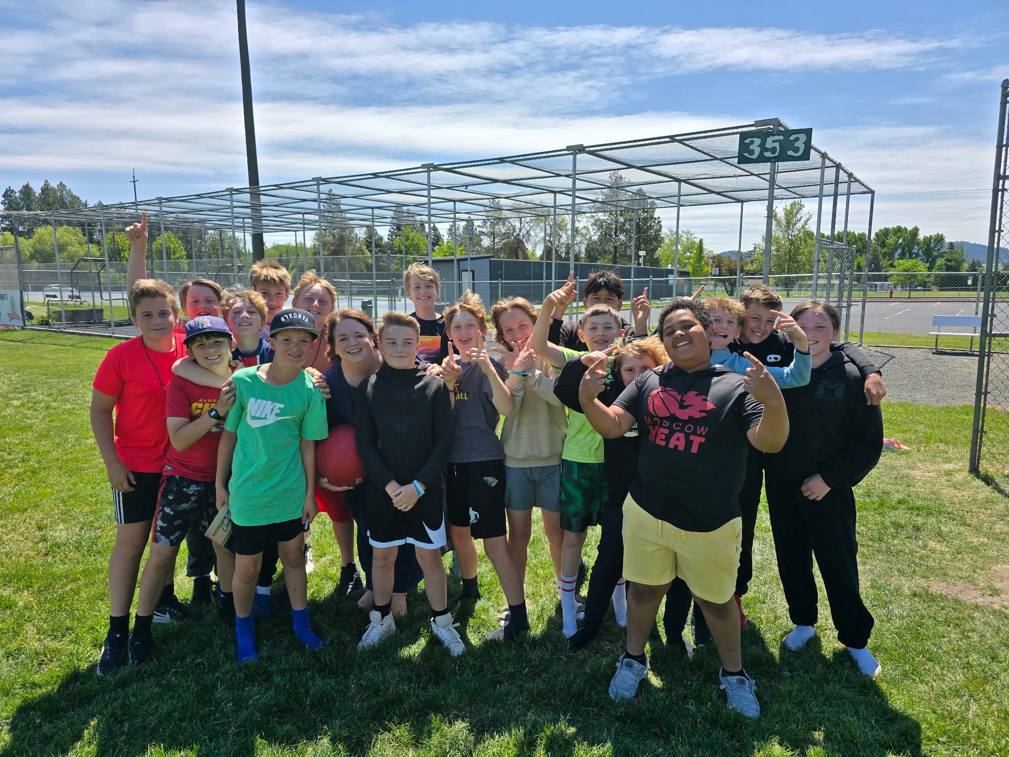 Principal Mrs. Summers Plays kickball with students at lunch