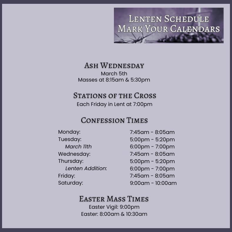 Lent Schedule