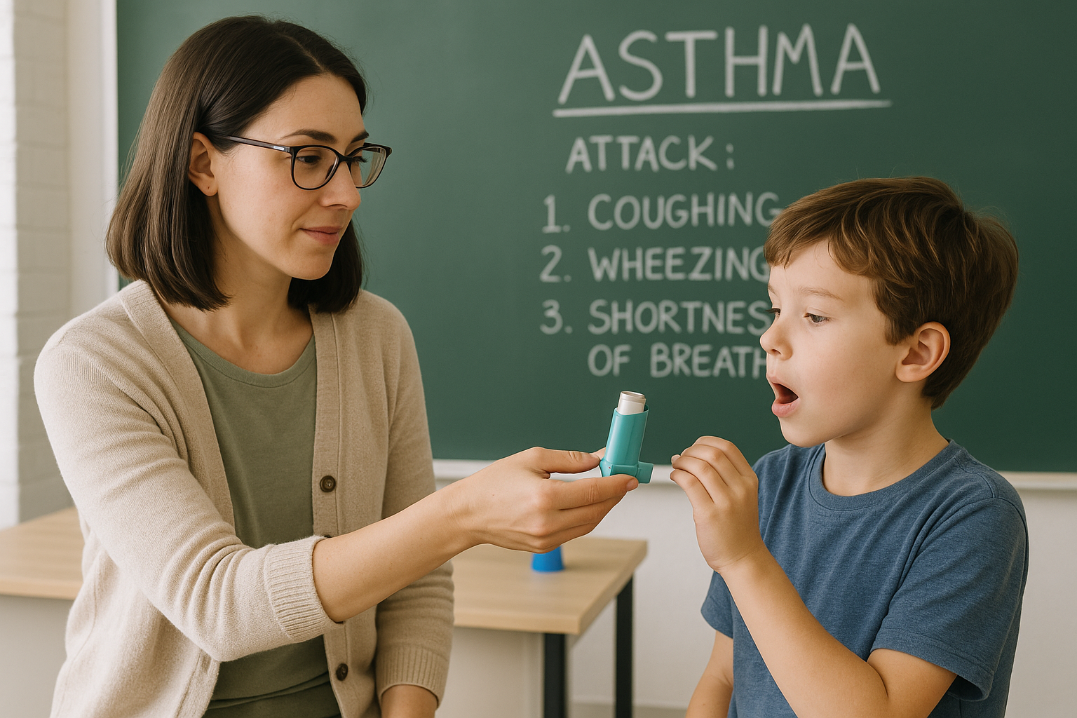 Teacher Helping a student with medication administration