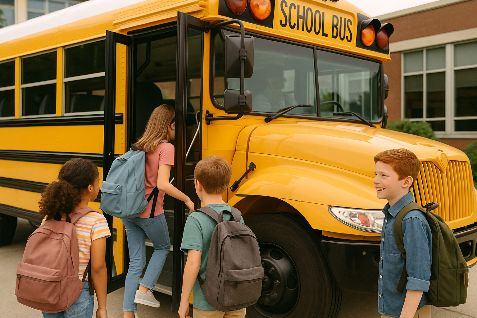 Kids Getting On a school bus