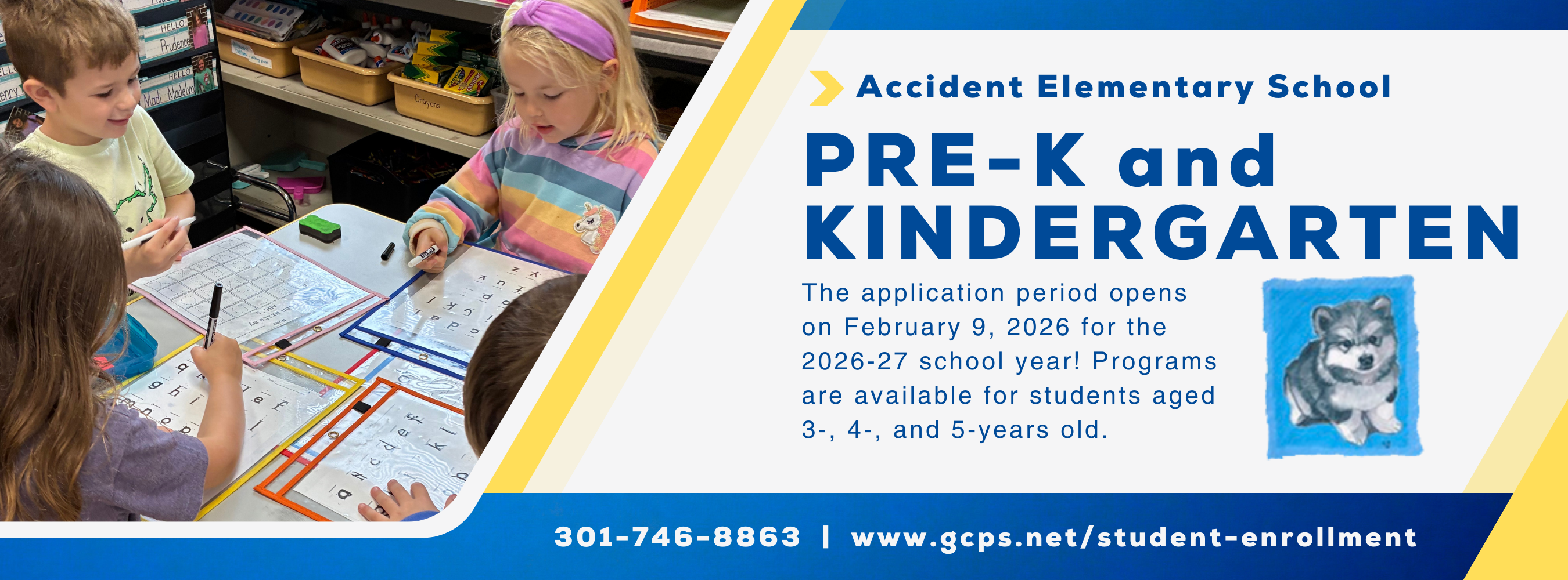 Graphic highlighting the Pre-K and Kindergarten application period as detailed in the text.