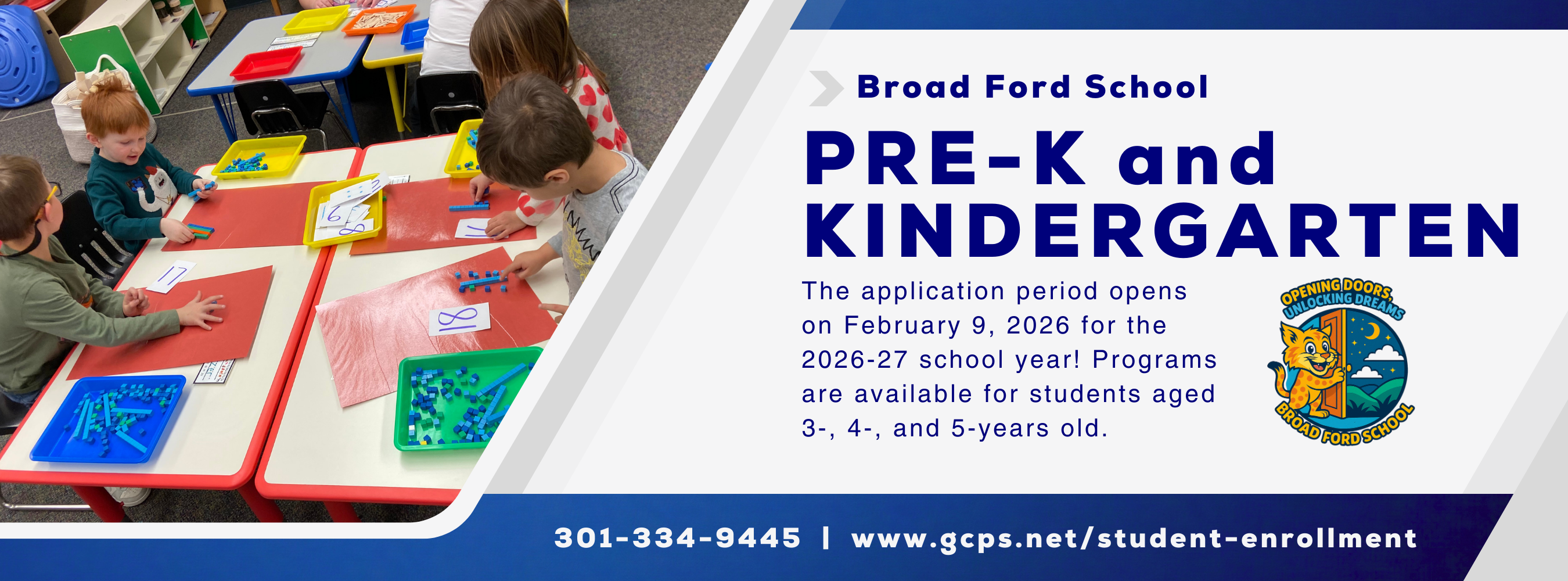 Graphic highlighting the Pre-K and Kindergarten application period as detailed in the text.