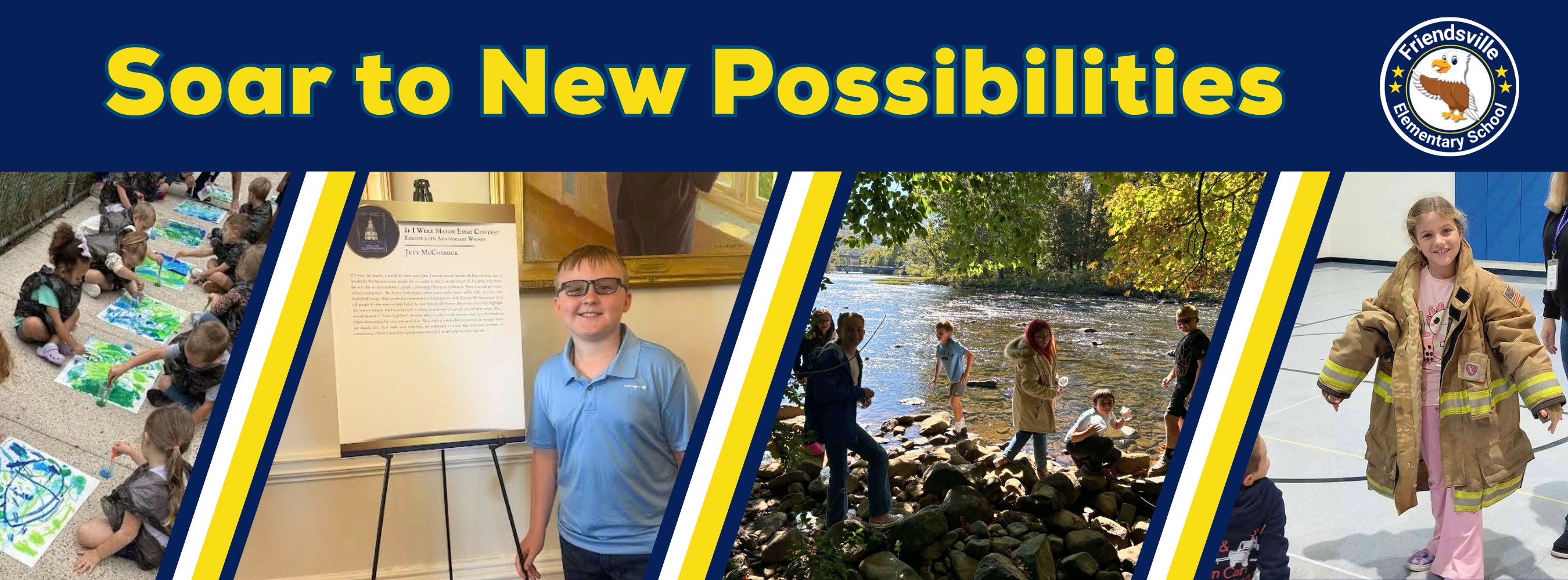 Graphic with images highlighting opportunities through Friendsville Elementary.