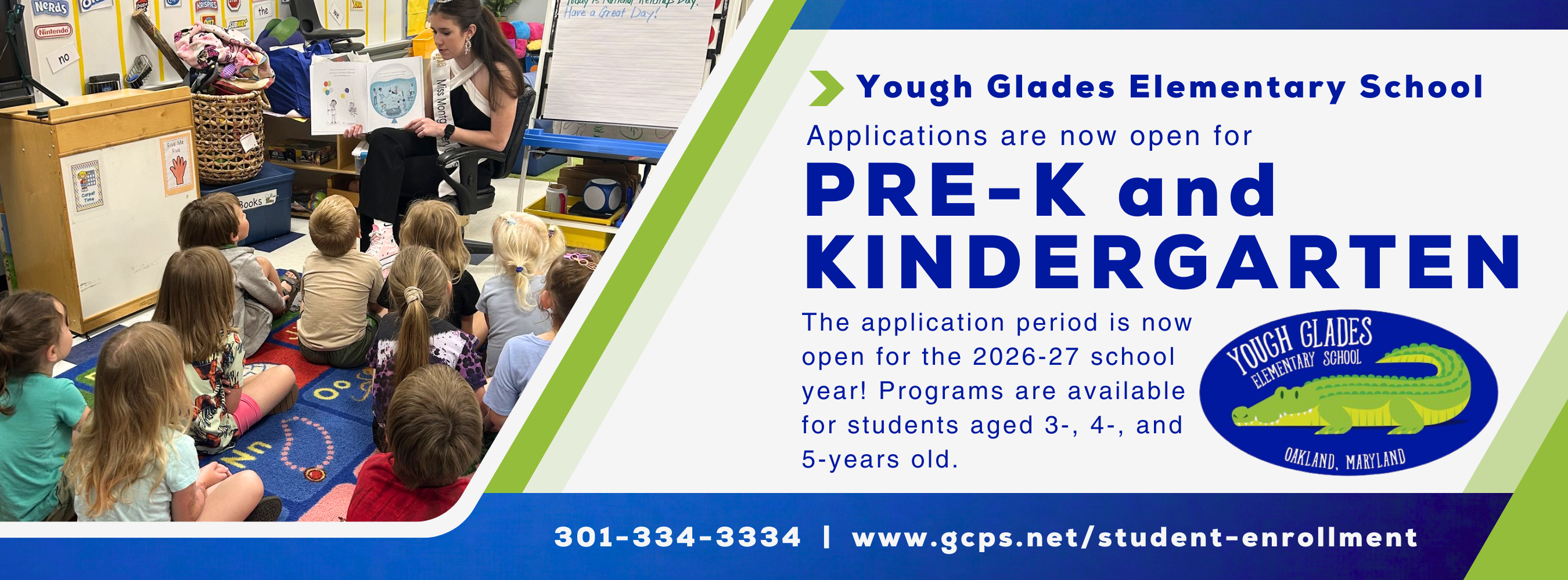Graphic noting the opening of the pre-k and kindergarten application period, as detailed in the text.