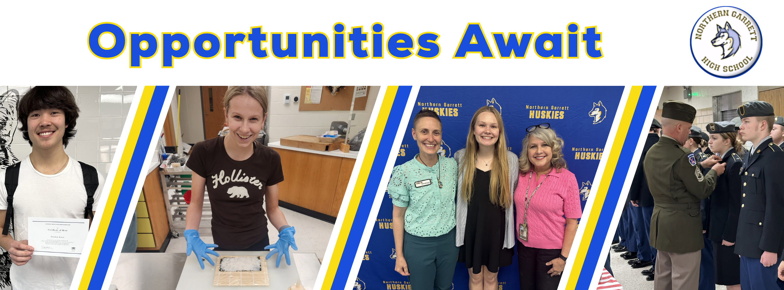 Graphic with images highlighting opportunities through Northern Garrett High.