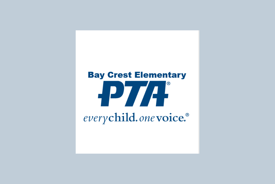 Bay Crest PTA logo and everychild/one voice slogan