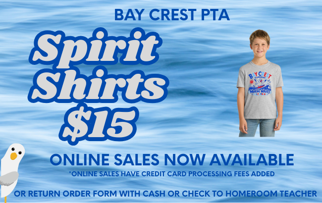 Bay Crest PTA logo and everychild/one voice slogan