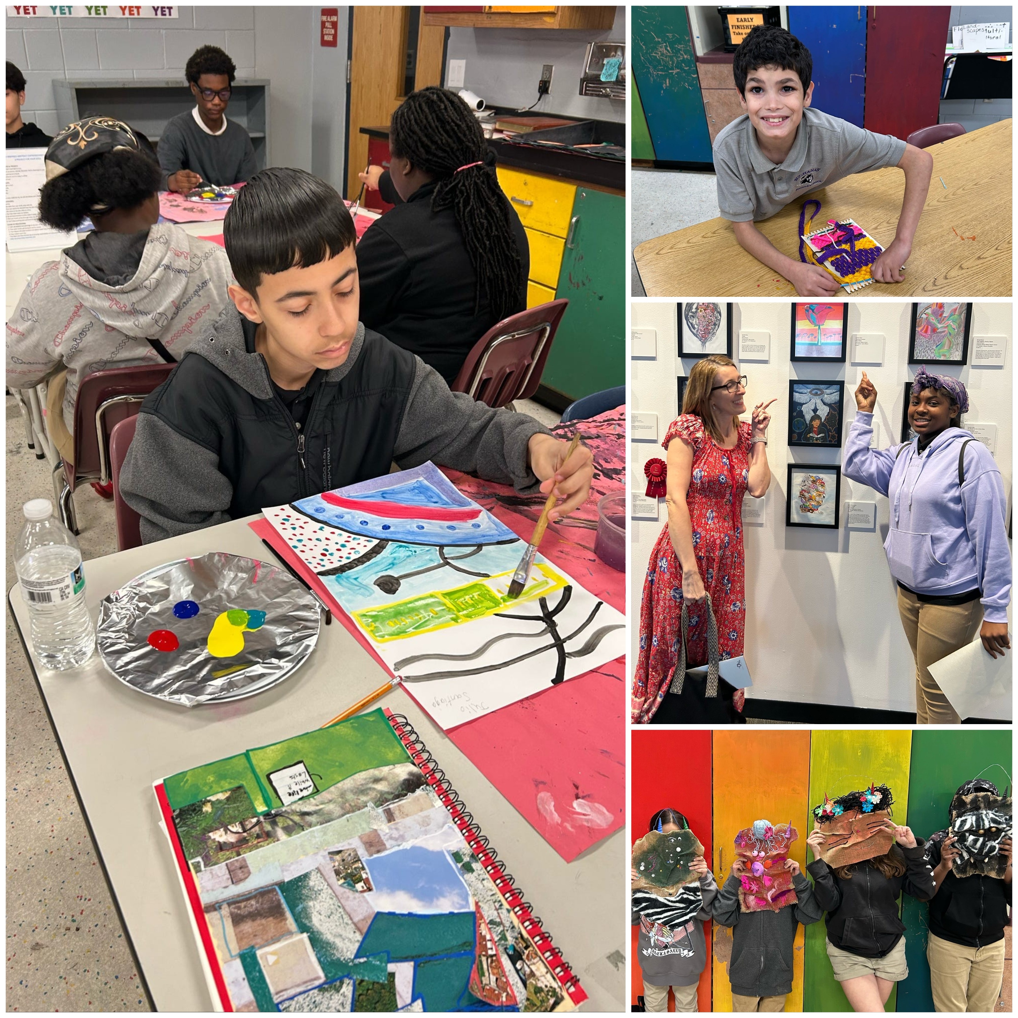 Student creating & displaying art.