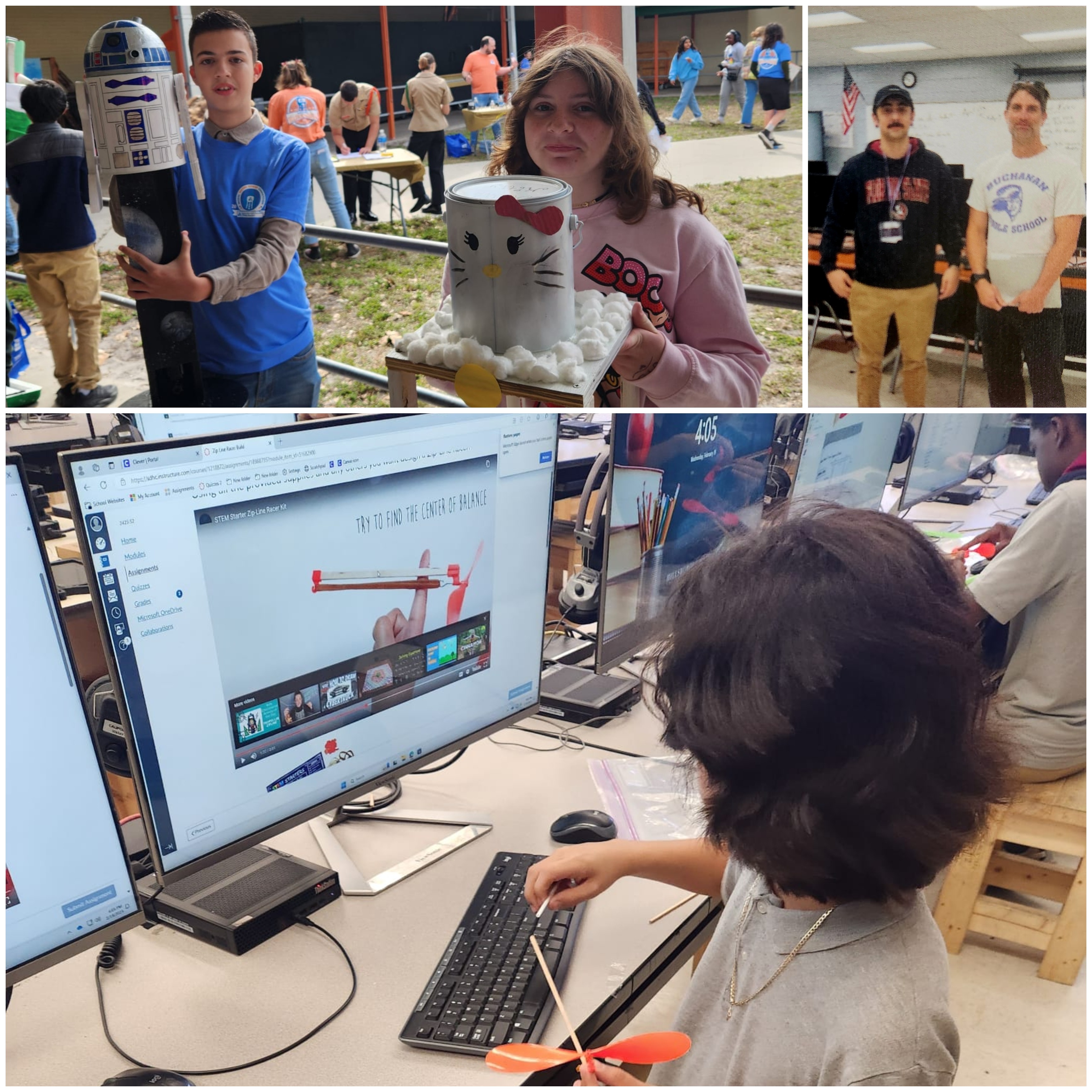 Technology students at work