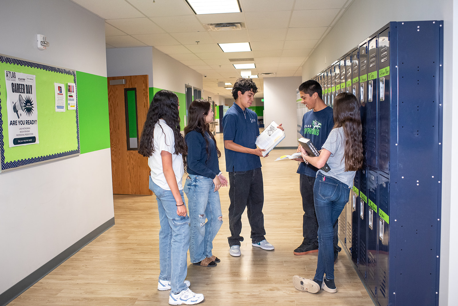 high school students gather