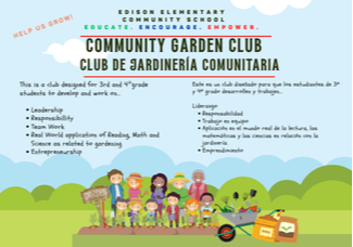 Gardening Club with SeedFolks for 3rd and 4th grade students and siblings.n