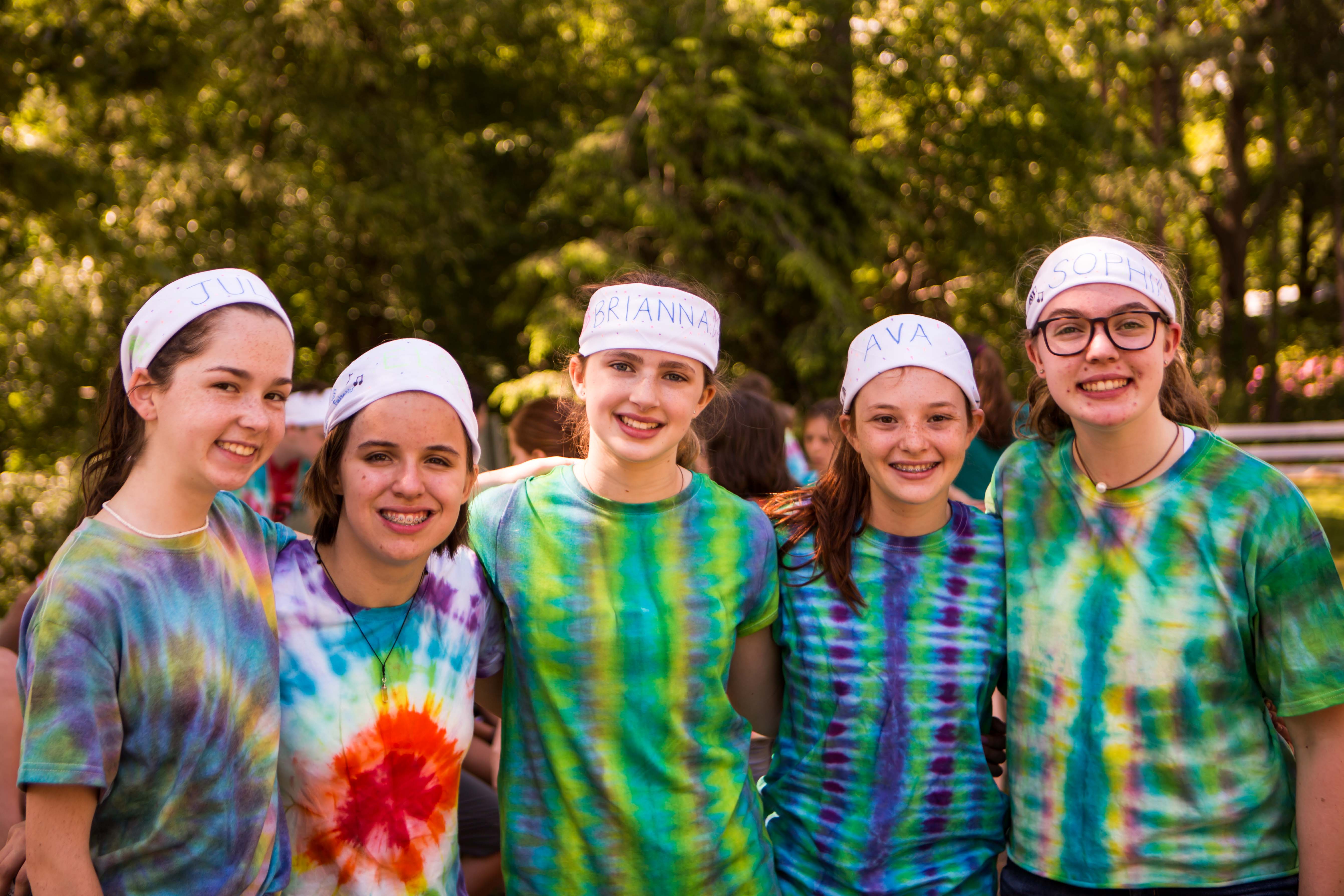 A photo of students with dye shirts.