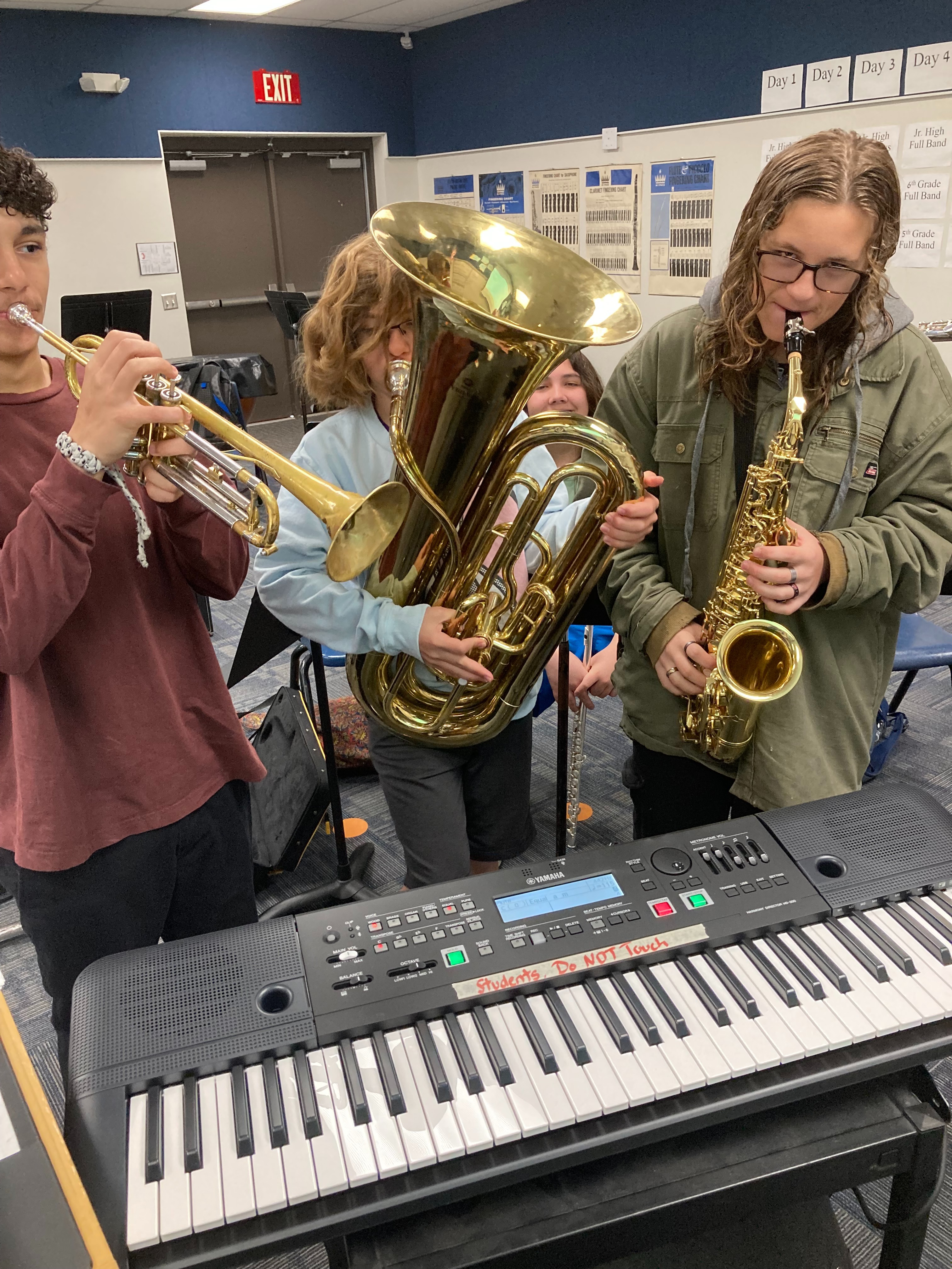 Students playing instruments