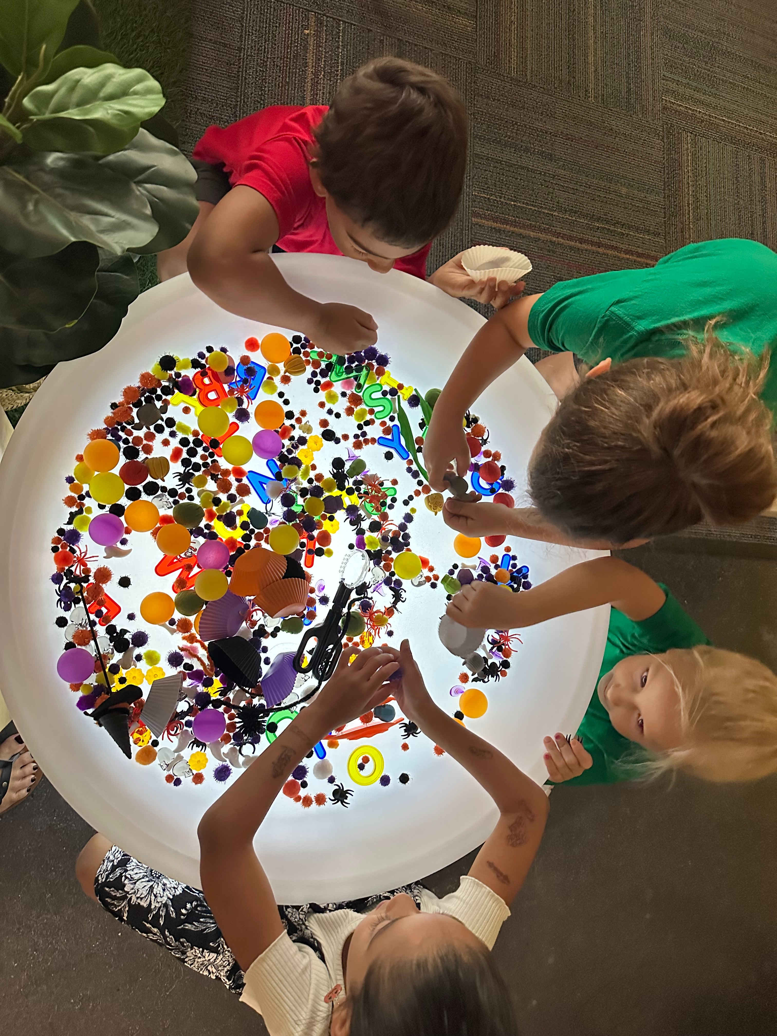 Students working on a craft project