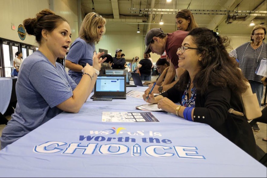 speaking at a career fair