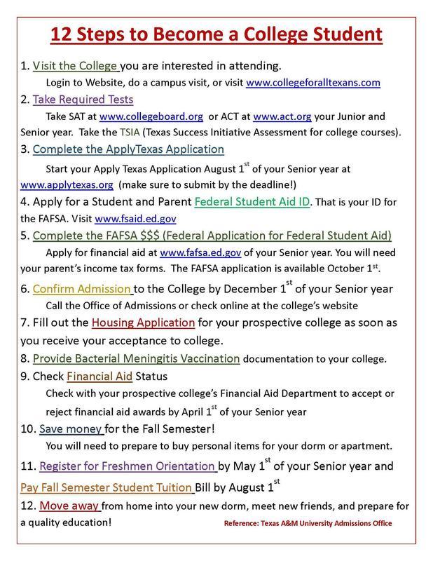 The 12 steps to become a college student