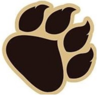 black bobcat paw print with brown outline