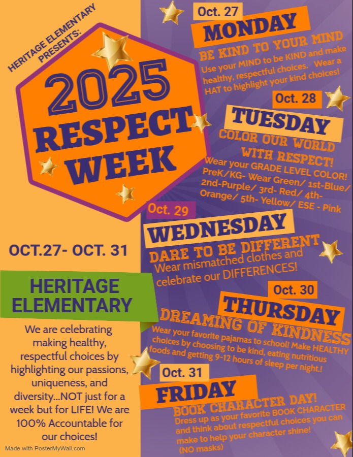 Fyler for Respect Week with  information about each day and how to dress up