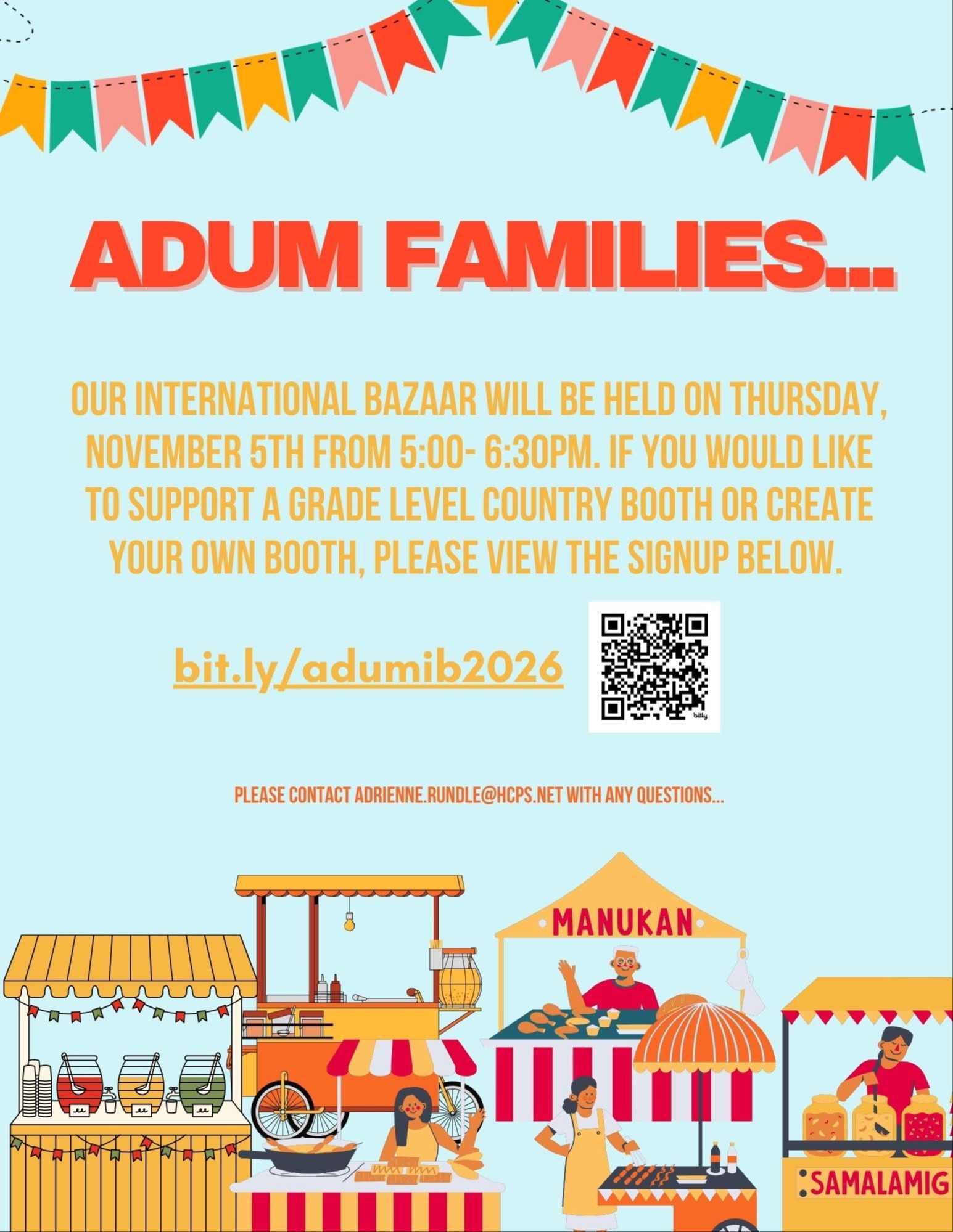 Support a grade level country booth for International Bazaar