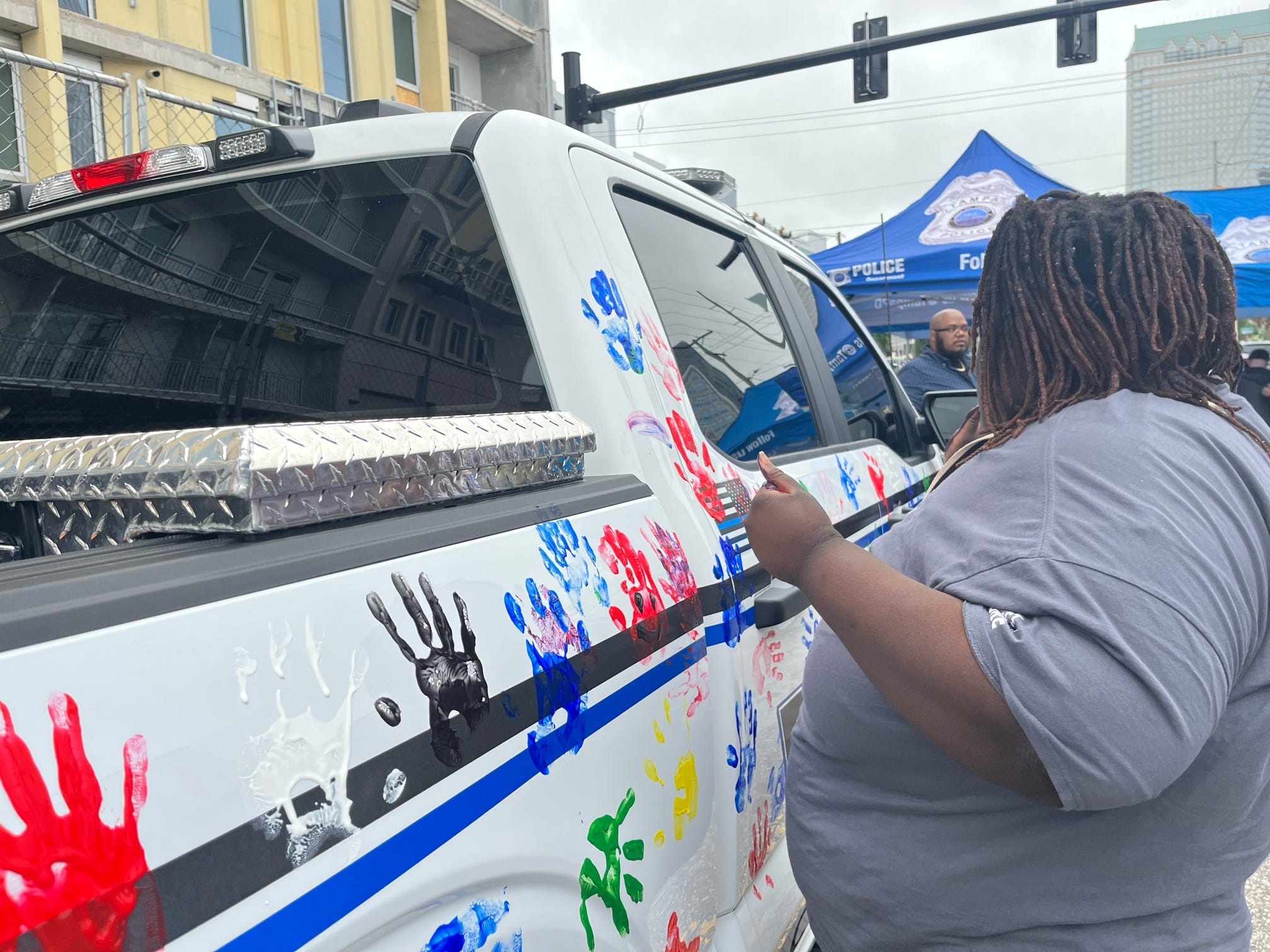 Autism Awareness hand prints on car  