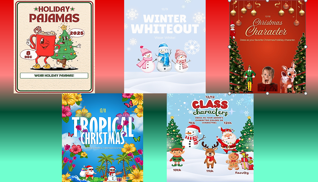 Winter Spirit Week Information: December 8 - December 12