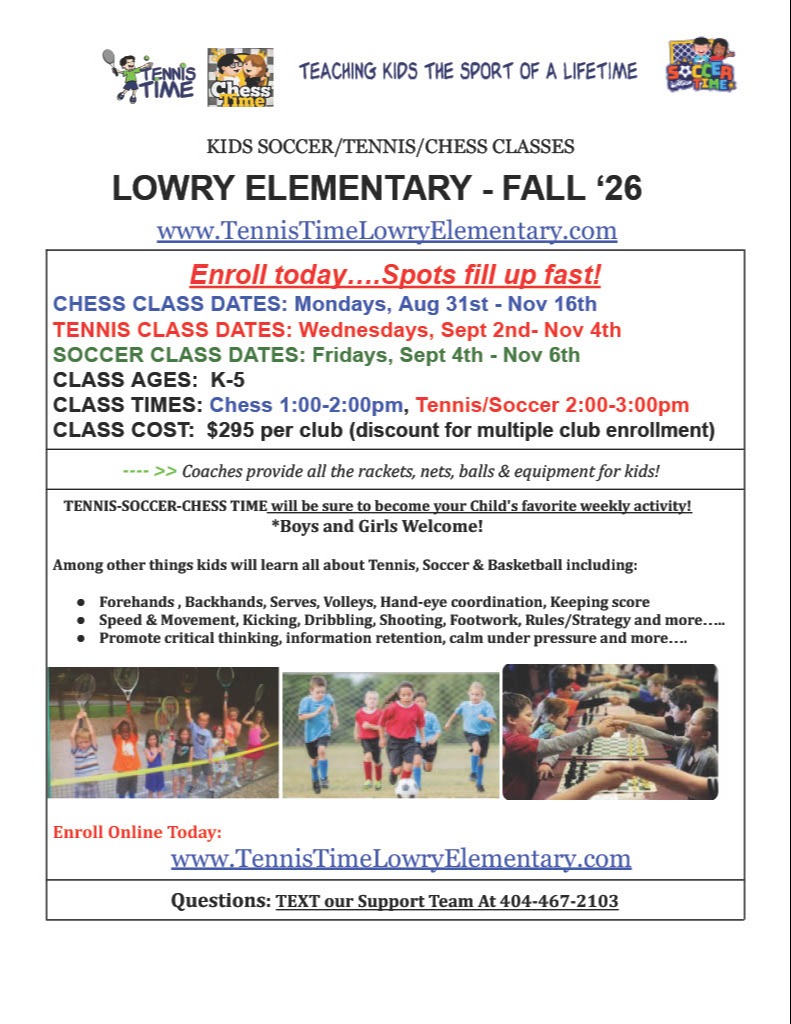 Kids Soccer/Tennis/Chess Club at Lowry