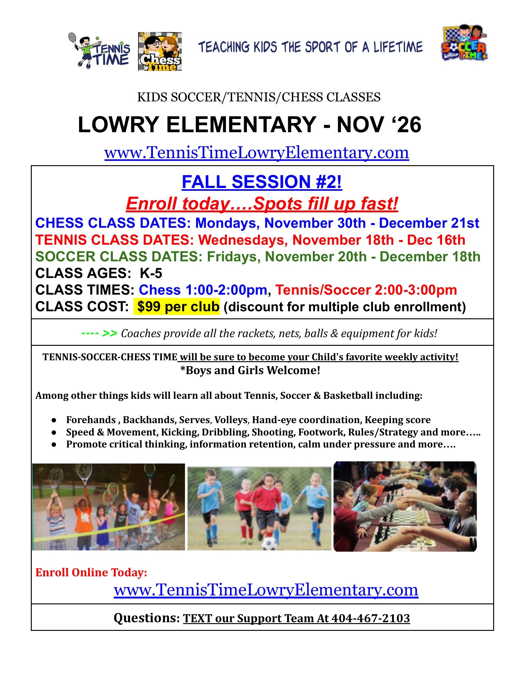 Nov 2026 Soccer/Tennis/Chess Club