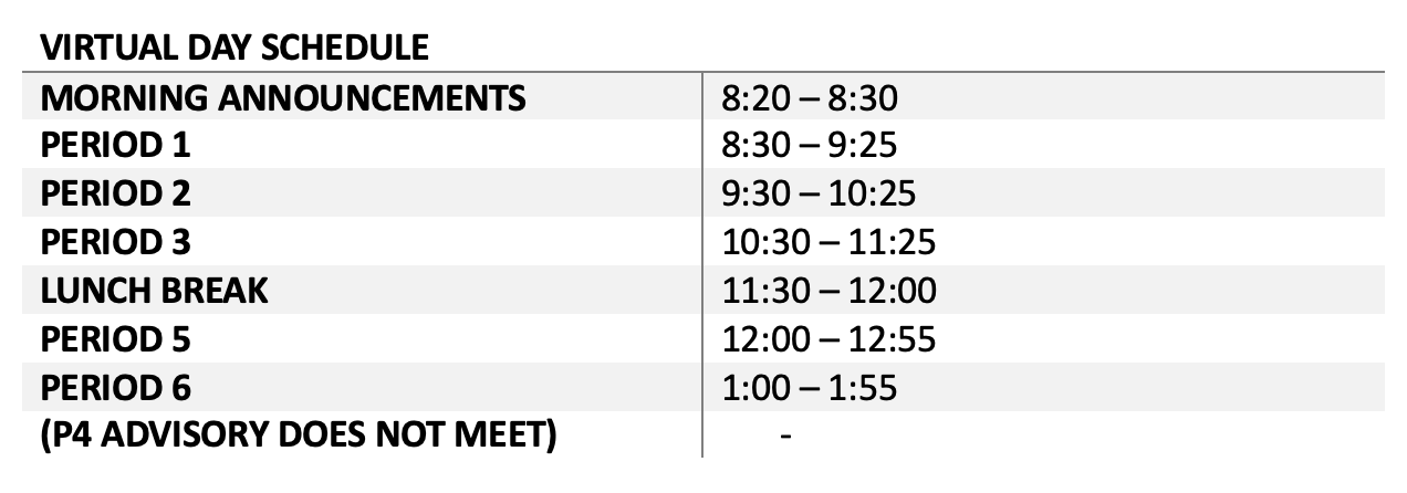 virtual day schedule