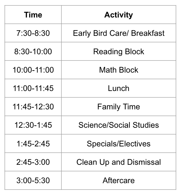 Daily Schedule