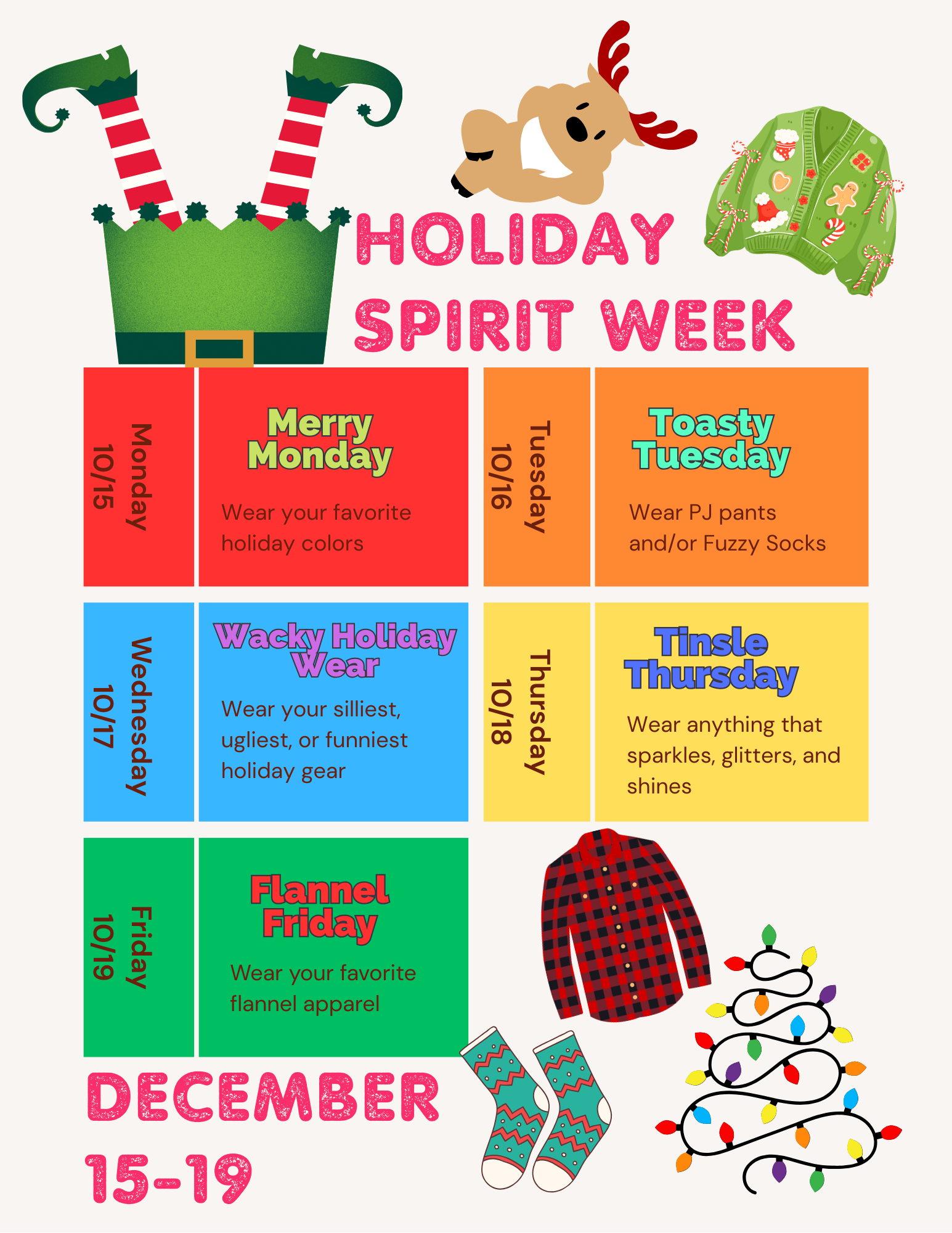 Holiday Spirit Week flyer
