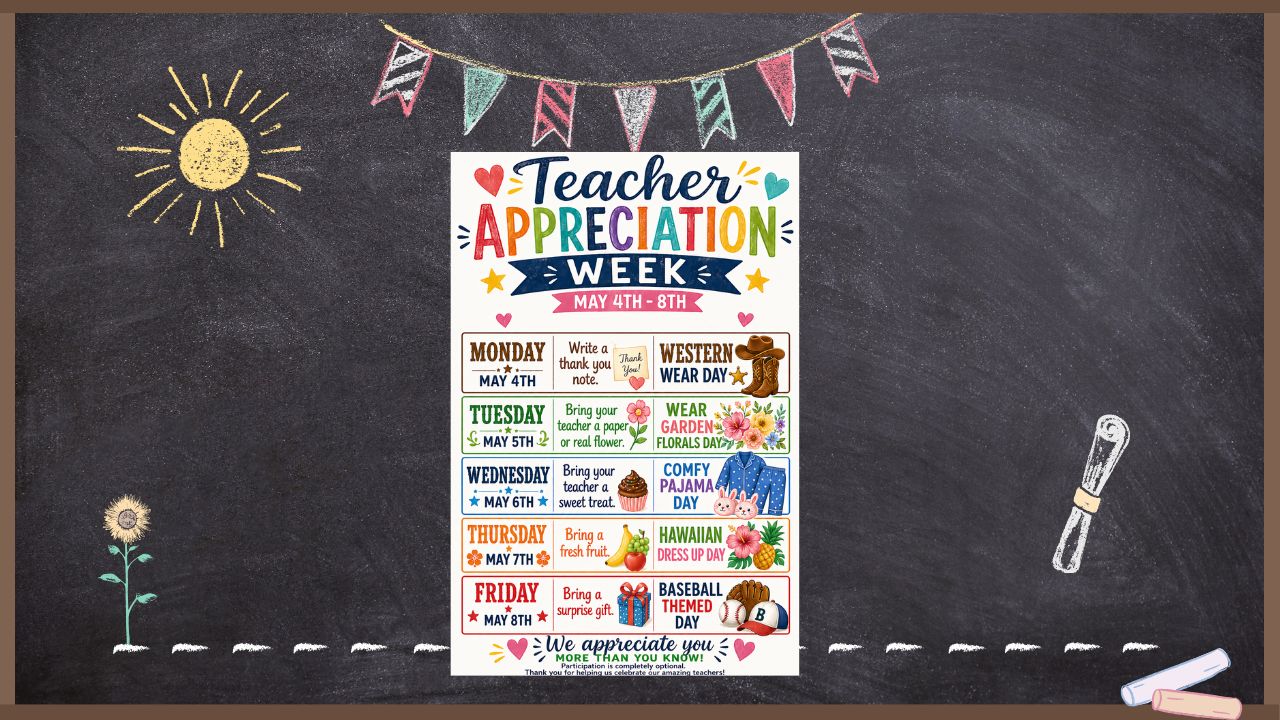 Teacher appreciation dress up week flyer