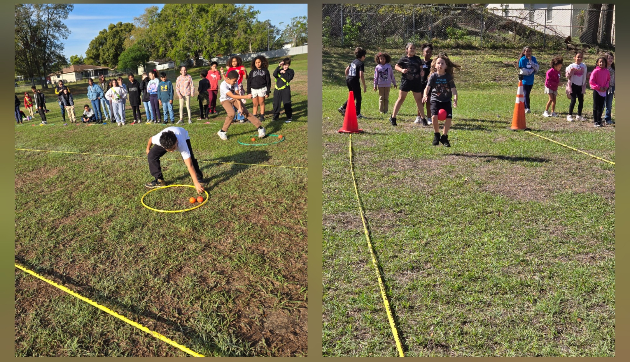 students playingg games on grass field