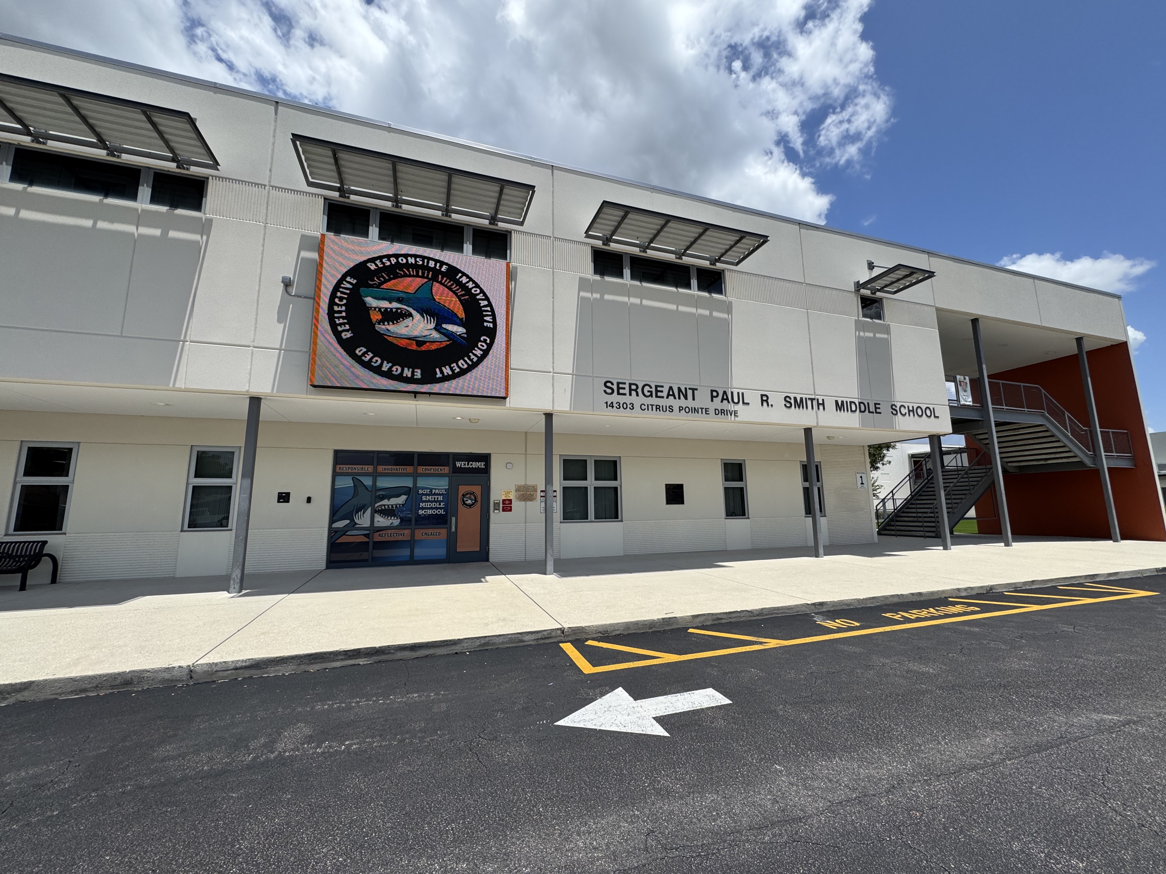 Front of Sgt. Smith Middle School