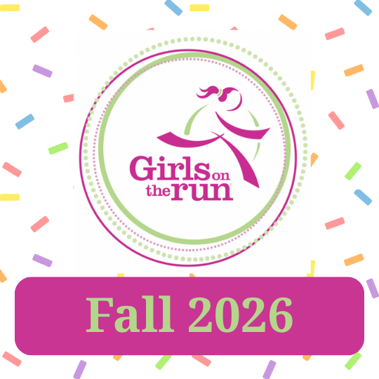 Girls on the Run logo over confetti background coming fall 2026